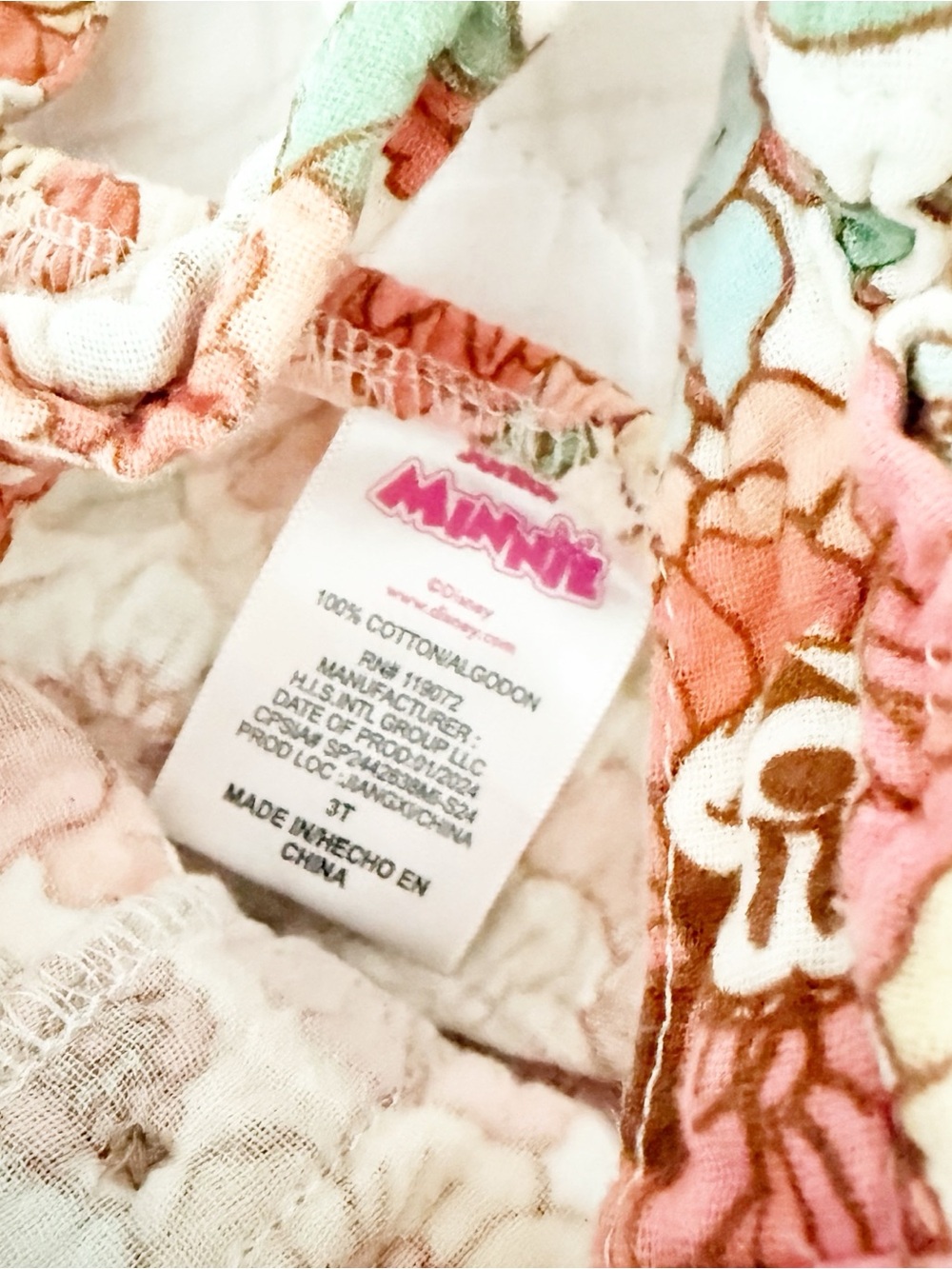 Minnie 3T Kids Matching Set Pink Orange Floral - Picture 2 of 3
